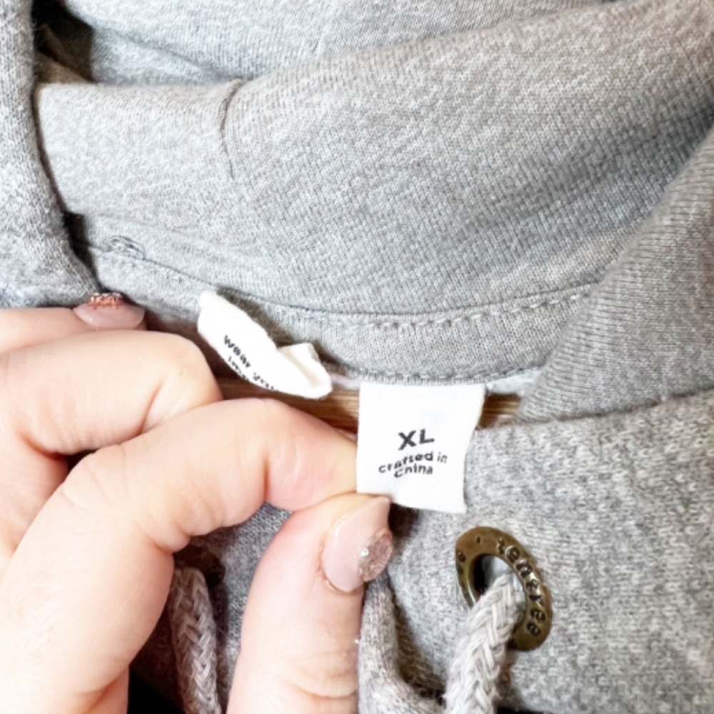 Tentree Basic Heather Grey Hooded Drawstring Sweatshirt - Picture 13 of 14